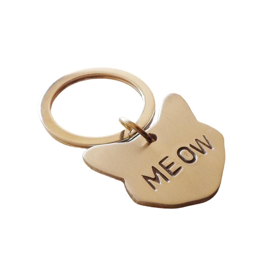 The Feline Silhouette Token | Artisan Cat Head Pet ID & Custom Silhouette Tag, front view