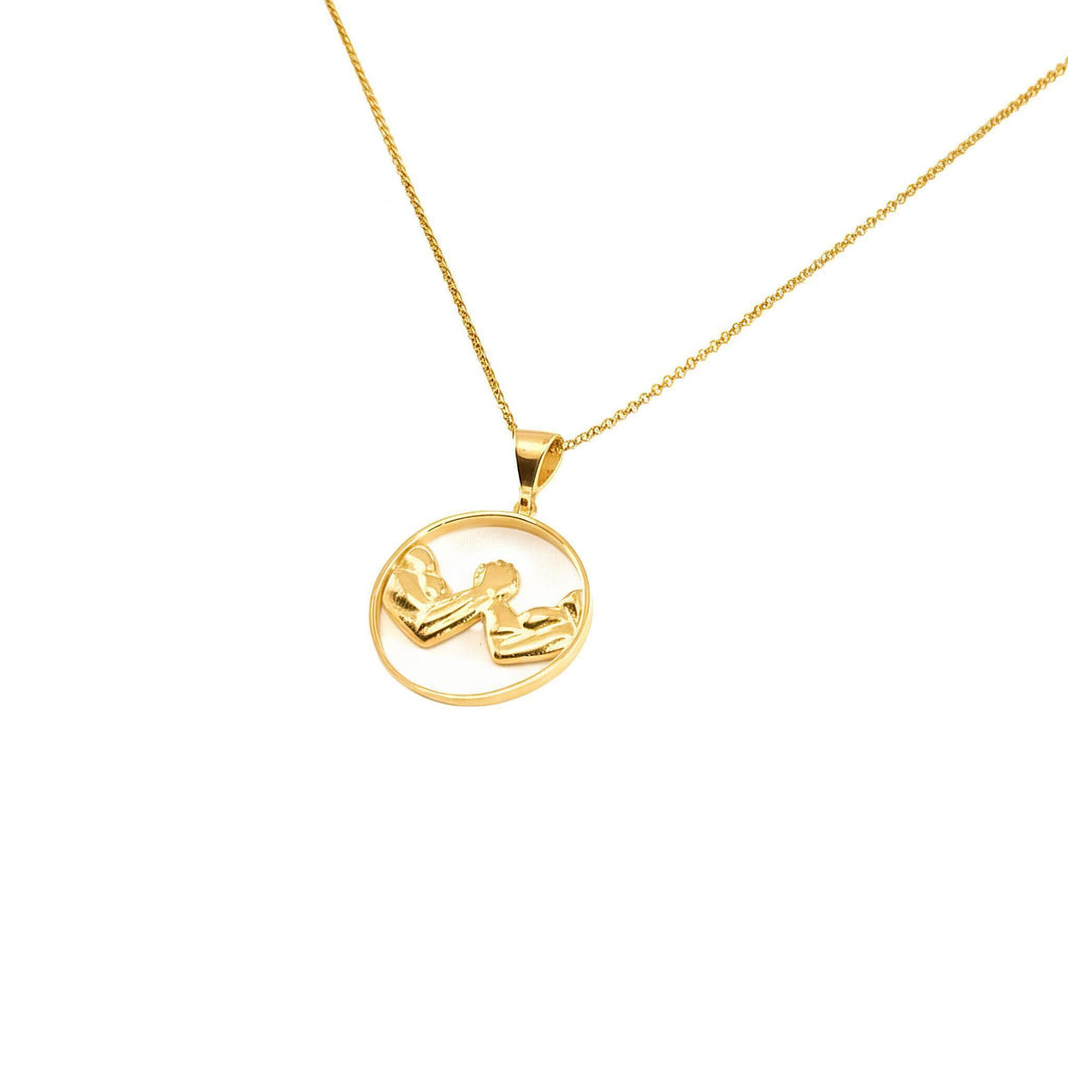 Unity Handshake Necklace | Brotherhood & Loyalty Talisman, in Yellow Gold Plated finish