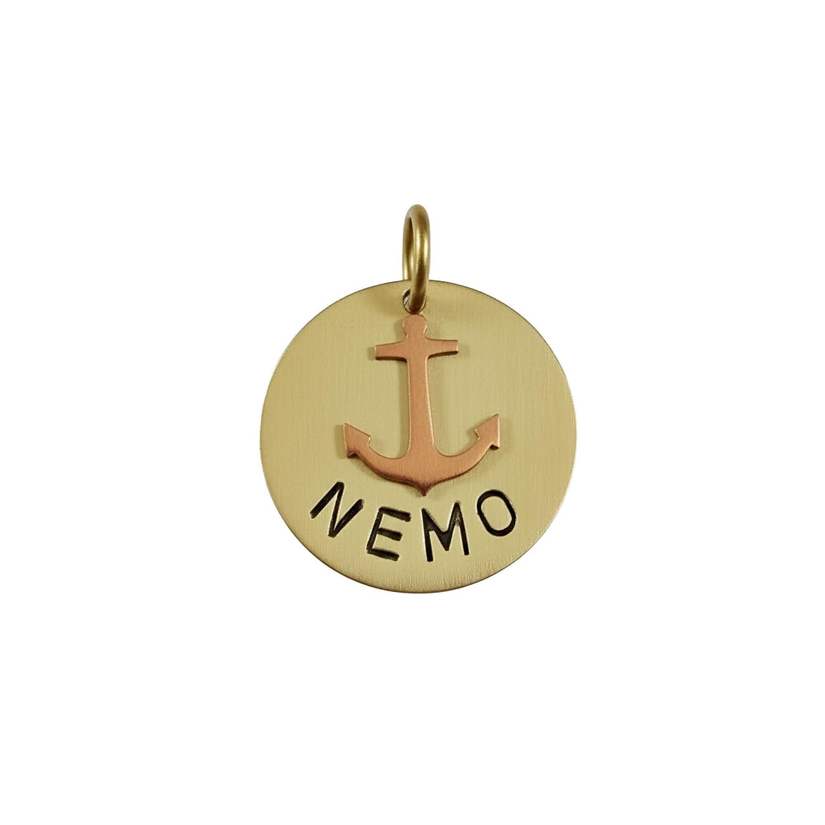 The Steadfast Anchor Token | Artisan Nautical Pet ID & Custom Tag, in Brass with Copper Top finish