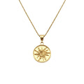 Sterling Silver Sun Necklace - Tribal Spiral Medallion Charm, in Yellow Gold Plated finish
