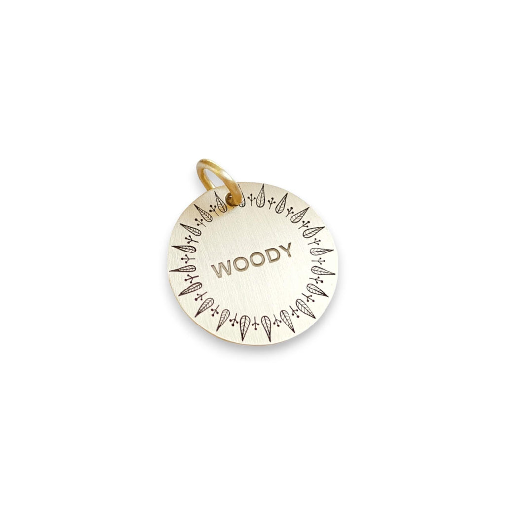 The Leaf Token | Artisan Patterned Pet ID & Custom Engraved Dog Tag, alternate angle