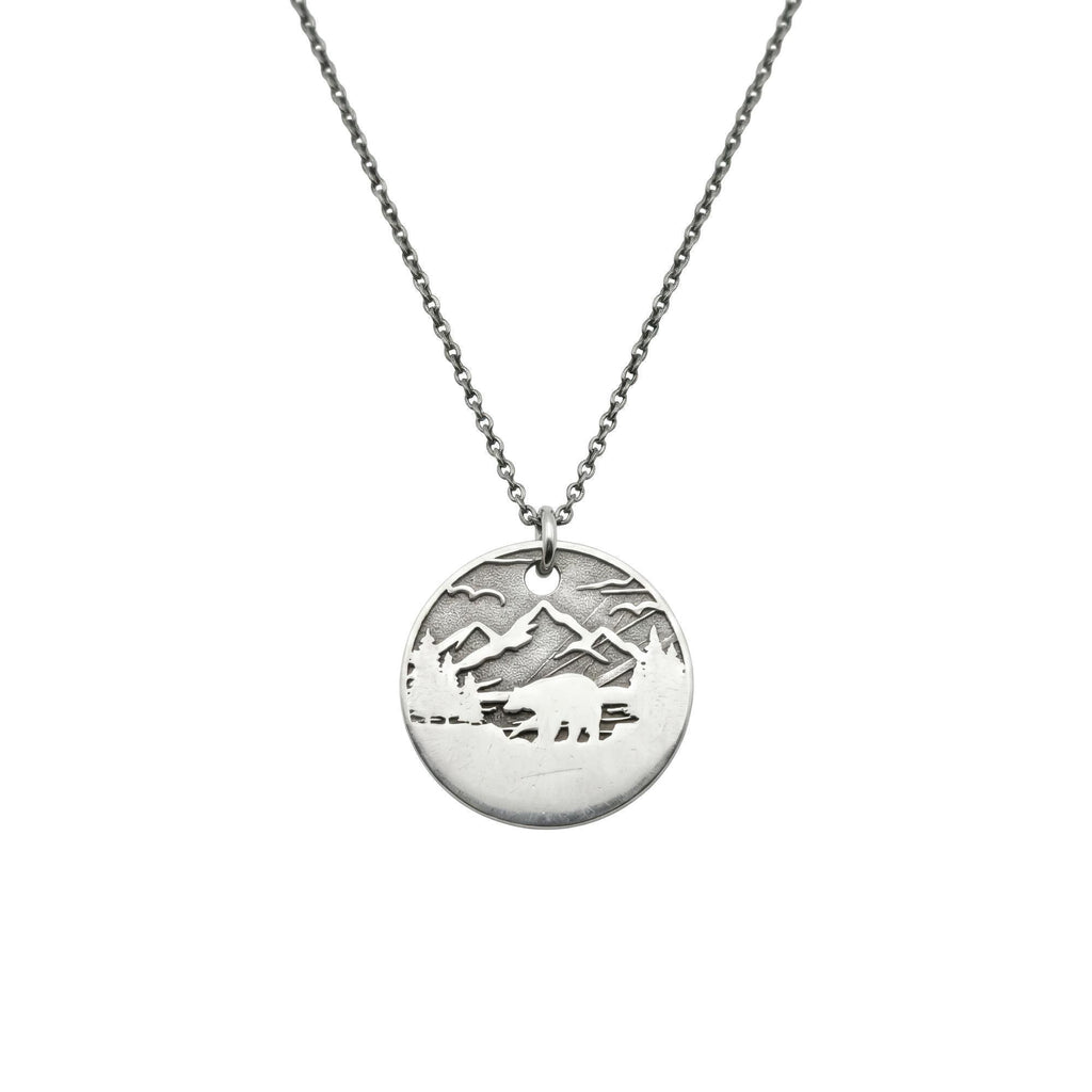 Bear Silhouette Necklace | Mountain Wilderness Talisman, front view