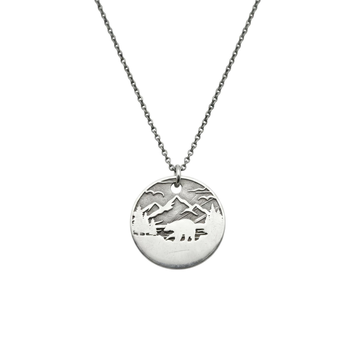 Bear Silhouette Necklace | Mountain Wilderness Talisman, front view