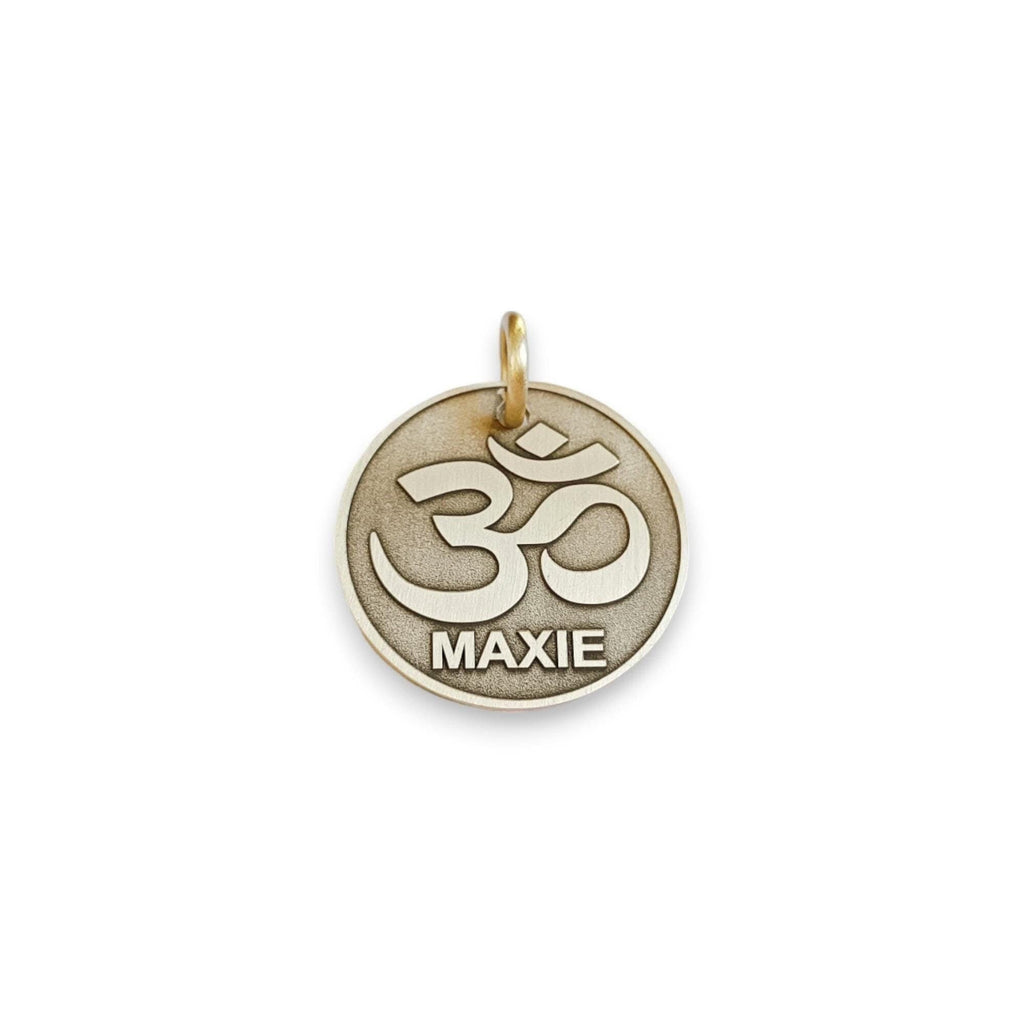 The Zen Harmony Token | Artisan Om Symbol Pet ID & Custom Engraved Dog Tag, front view