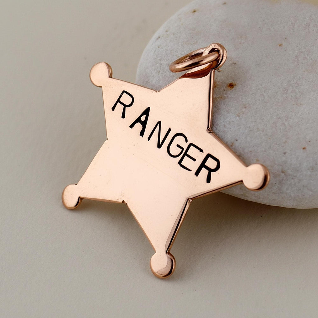 The Western Deputy Token | Artisan Hand-Cut Sheriff Star Pet ID & Custom Dog Tag, in Copper finish
