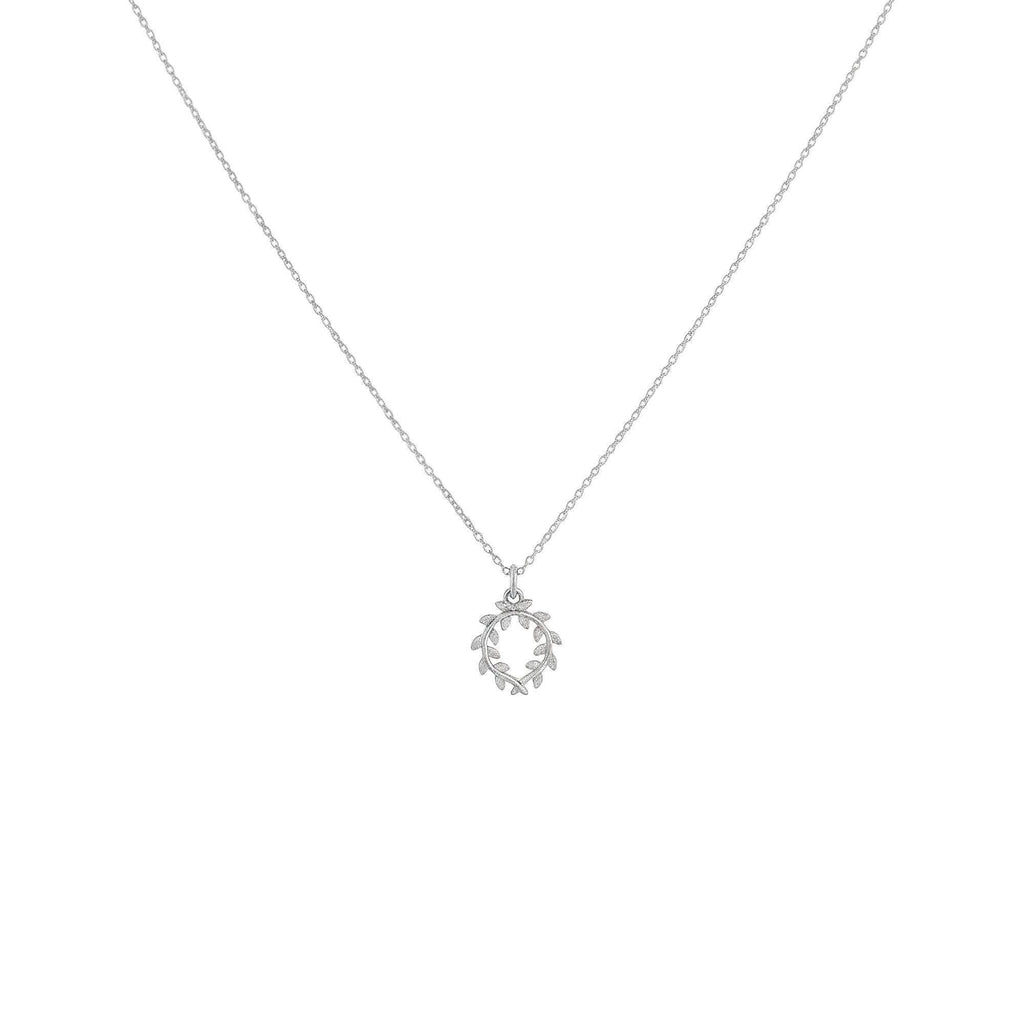 Olive Branch Necklace | Peace & Hope Laurel | 14K Solid Gold, close-up detail