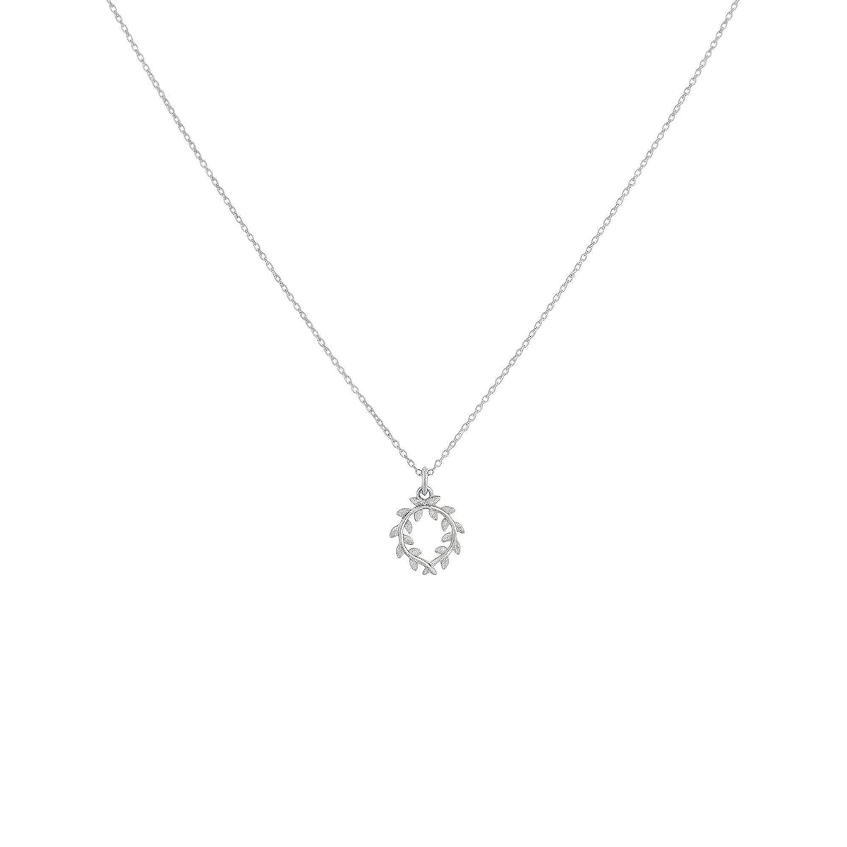 Olive Branch Necklace | Peace & Hope Laurel | 14K Solid Gold, close-up detail