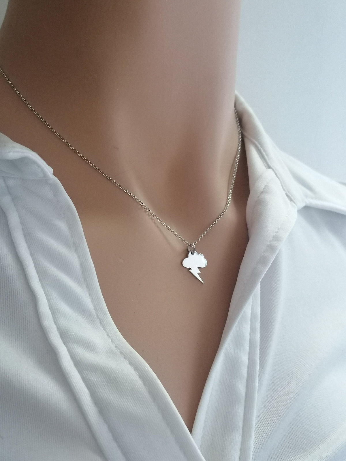 Thunderstorm Charm Necklace | Lightning Bolt Resilience Talisman, front view