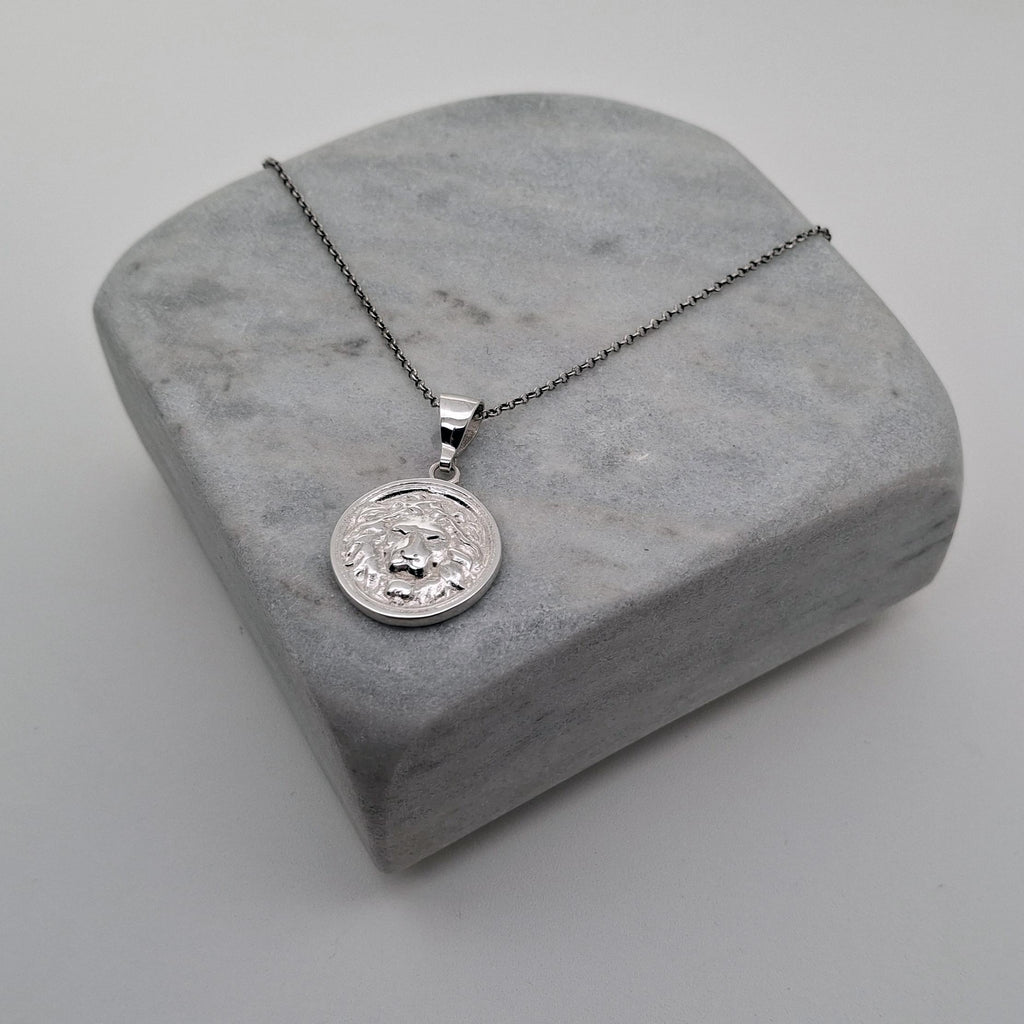 Lion Head Medallion | Leo Strength & Courage Talisman, alternate angle