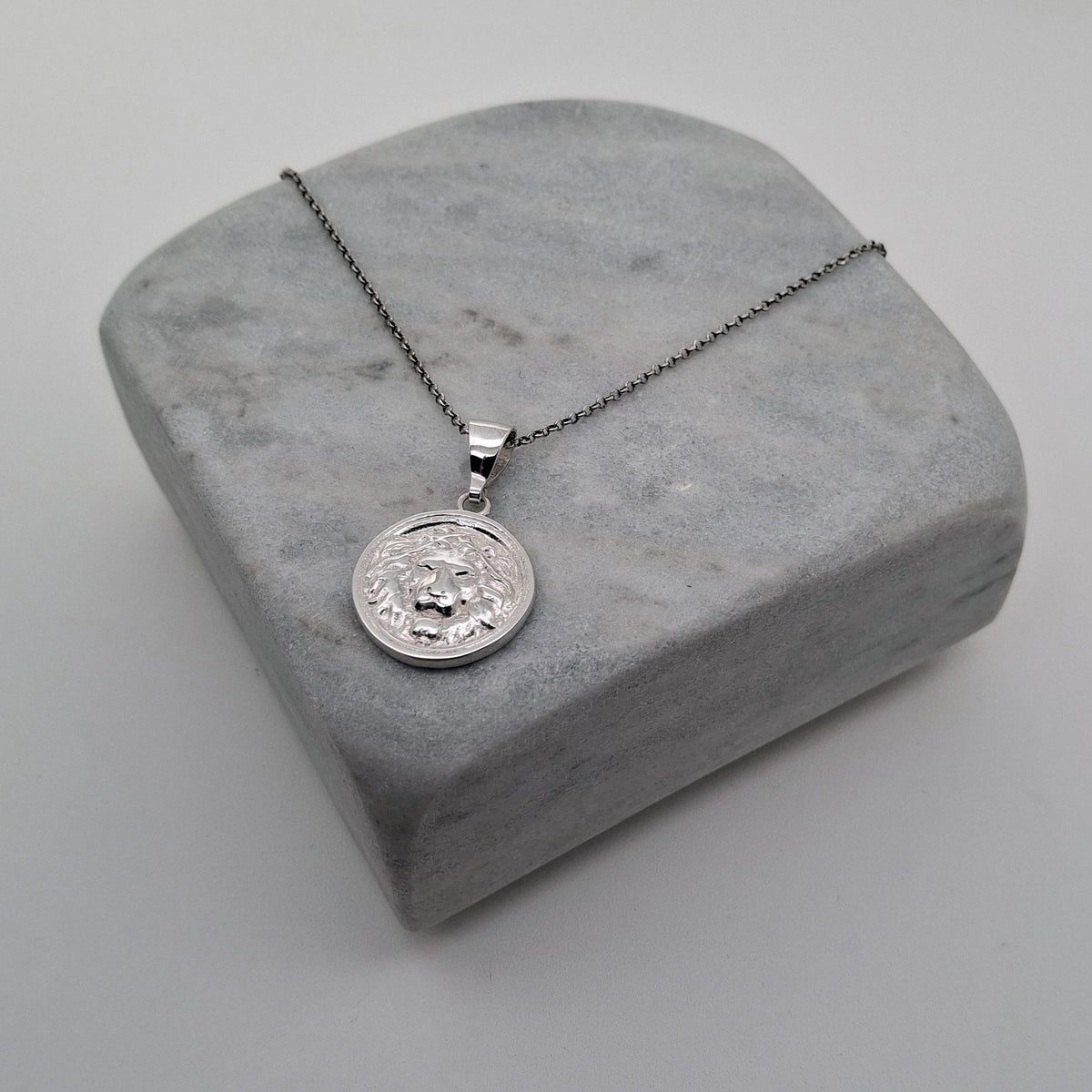Lion Head Medallion | Leo Strength & Courage Talisman, alternate angle