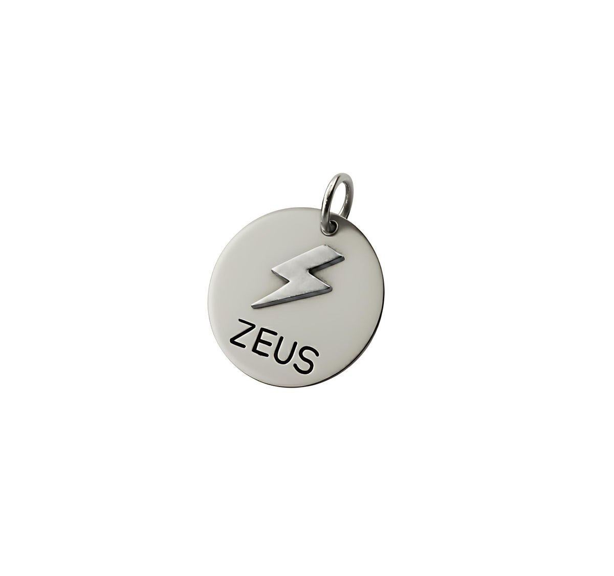 The Lightning Strike Token | Artisan Bolt Pet ID & Custom Dog Tag, in Silver with Silver Top finish