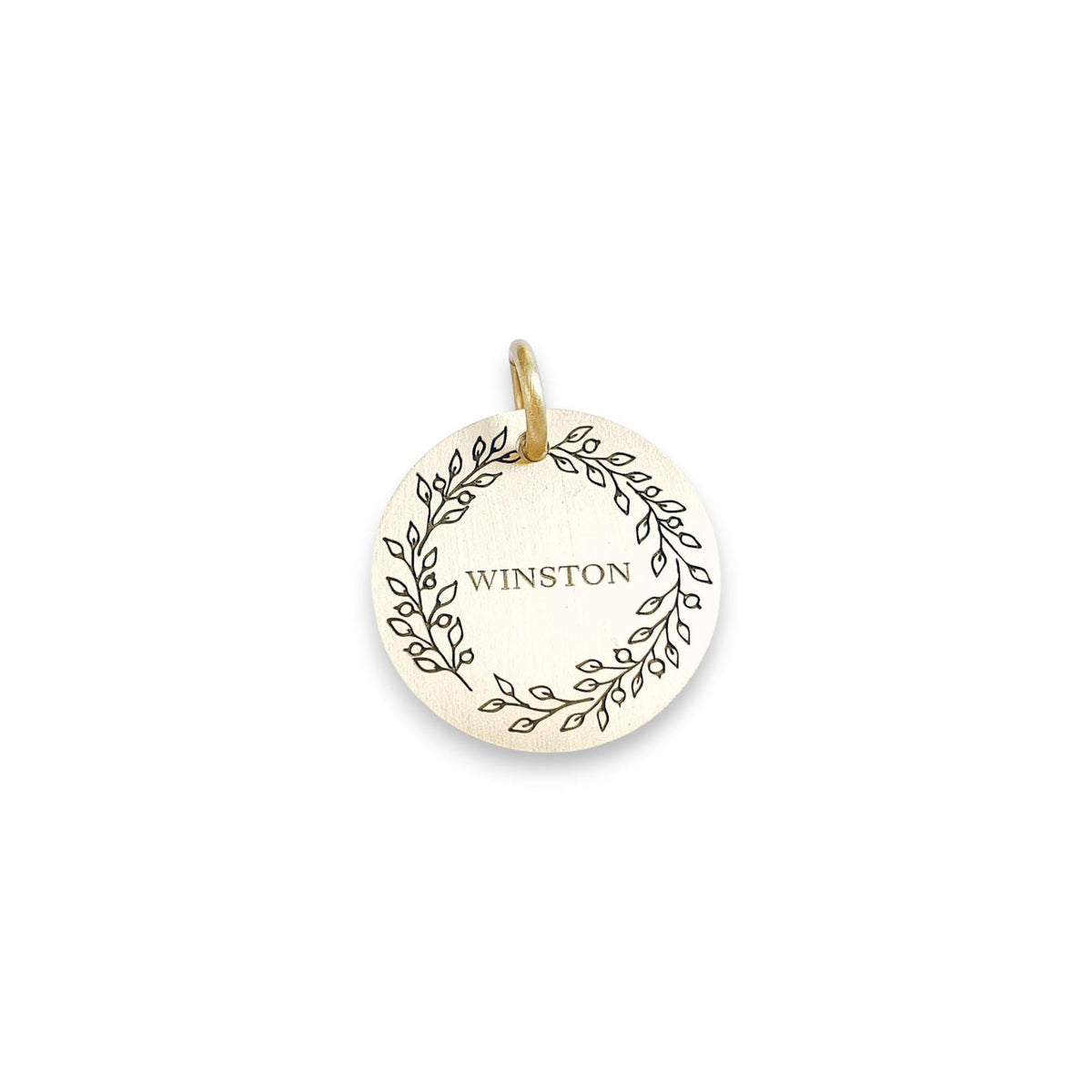 The Wildflower Token | Artisan Floral Branch Pet ID & Custom Engraved Dog Tag, alternate angle