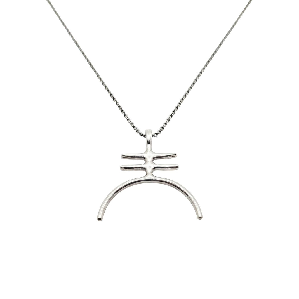 Amalgam Symbol Necklace | Gold Plated Fusion Pendant | Alchemical Unity Charm, front view