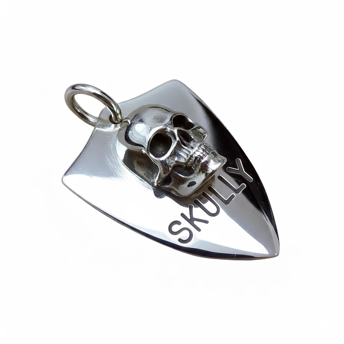 Skull Dog Tag ID Medallion | Rebel Companion Pet Charm, front view