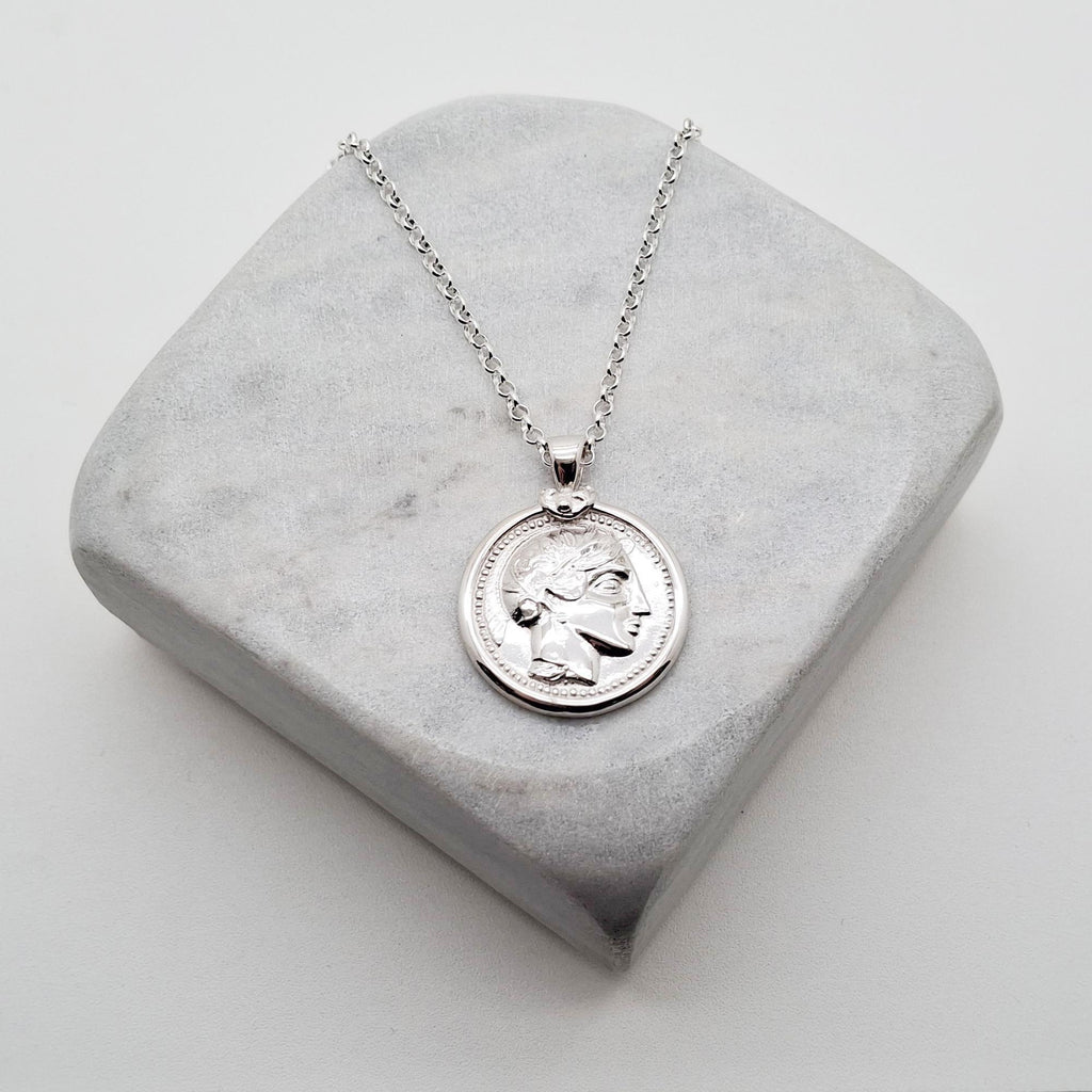 Athenian Owl Tetradrachm Necklace | Ancient Greek Wisdom Coin, additional detail