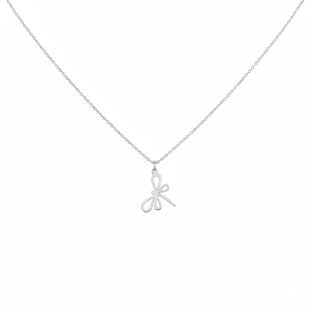 Dragonfly Charm Necklace | Symbol of Transformation, in White Gold Plated finish