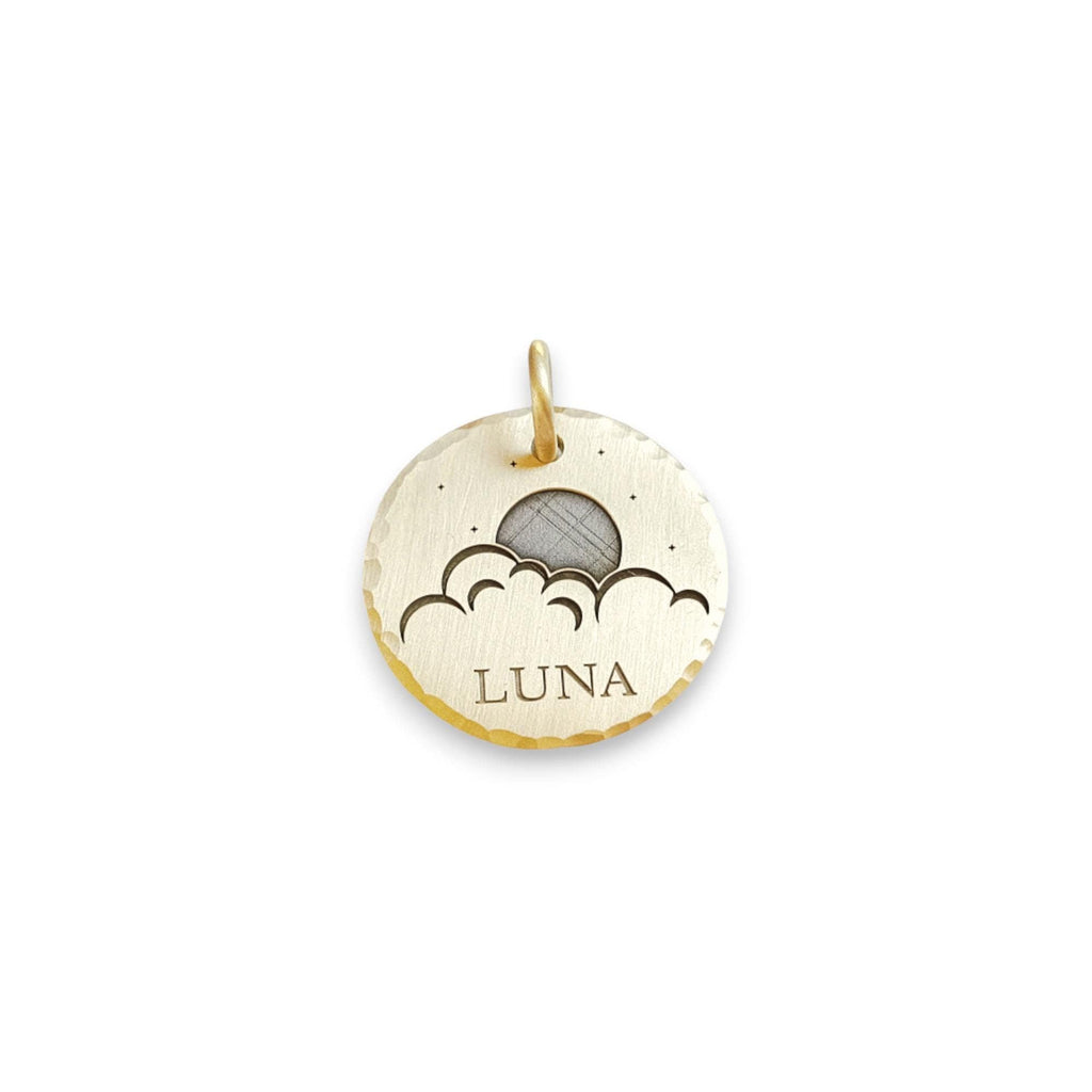 The Ethereal Moon Token | Artisan Celestial Pet ID & Custom Engraved Dog Tag, front view