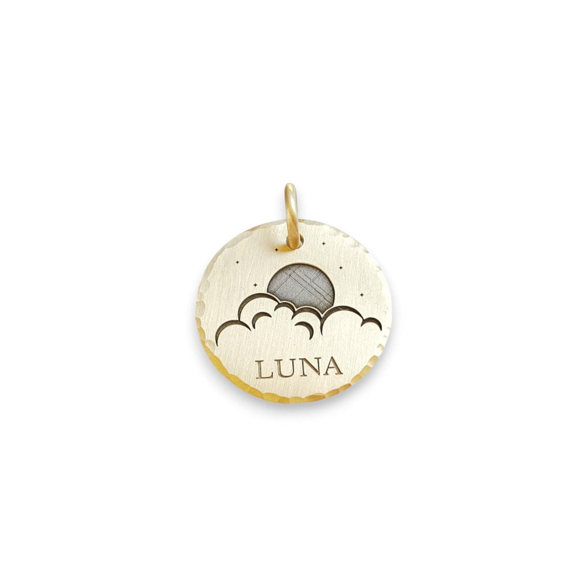 The Ethereal Moon Token | Artisan Celestial Pet ID & Custom Engraved Dog Tag, front view
