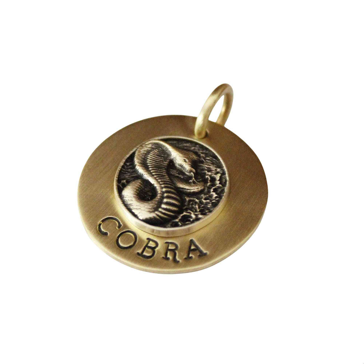 The Serpent Token | Artisan Cobra Pet ID & Custom Engraved Dog Tag, front view