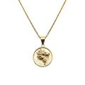 Wolf Medallion Necklace | Wild Spirit Talisman, in Yellow Gold Plated finish