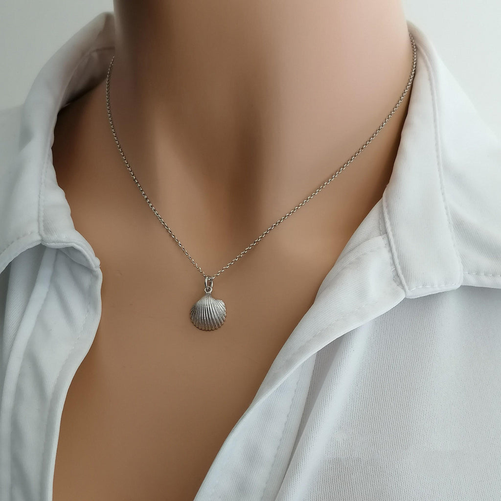 Scallop Shell Necklace | Delicate Mediterranean Beach Charm, additional detail