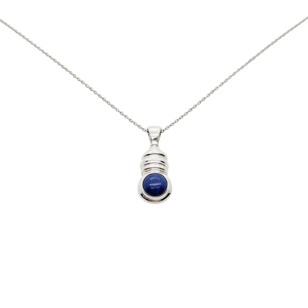 Aquarius Necklace | Lapis Lazuli Zodiac Pendant, in White Gold Plated finish