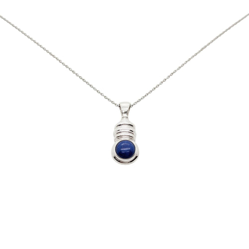 Aquarius Necklace | Lapis Lazuli Zodiac Pendant, in White Gold Plated finish
