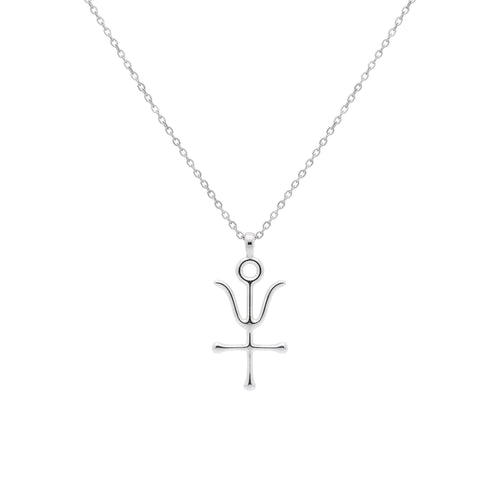 Antimony Alchemy Pendant | Wolf of Metals Talisman, in White Gold Plated finish