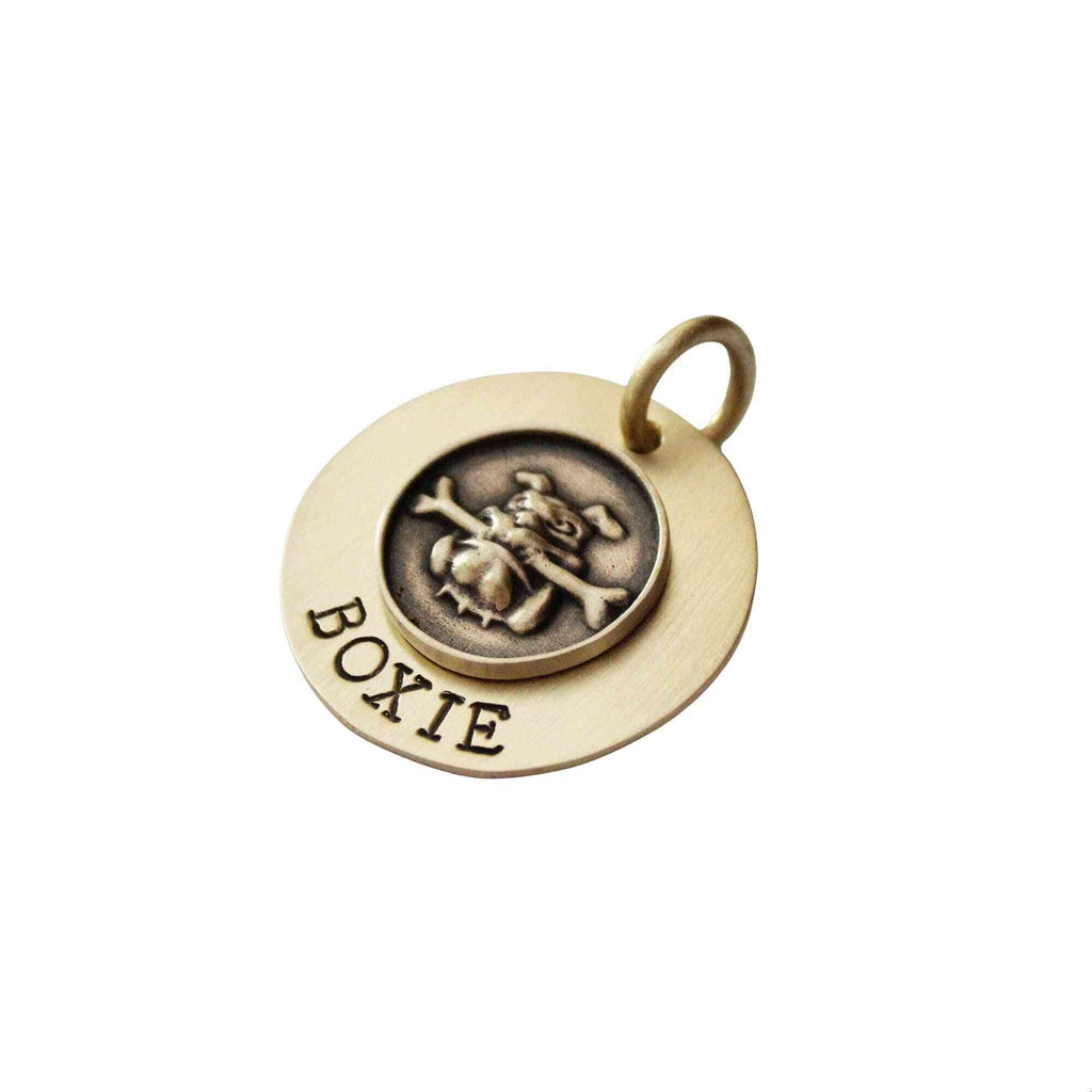 The Boxer Sigil | Artisan Boxer & Bone Pet ID & Custom Engraved Dog Tag, close-up detail