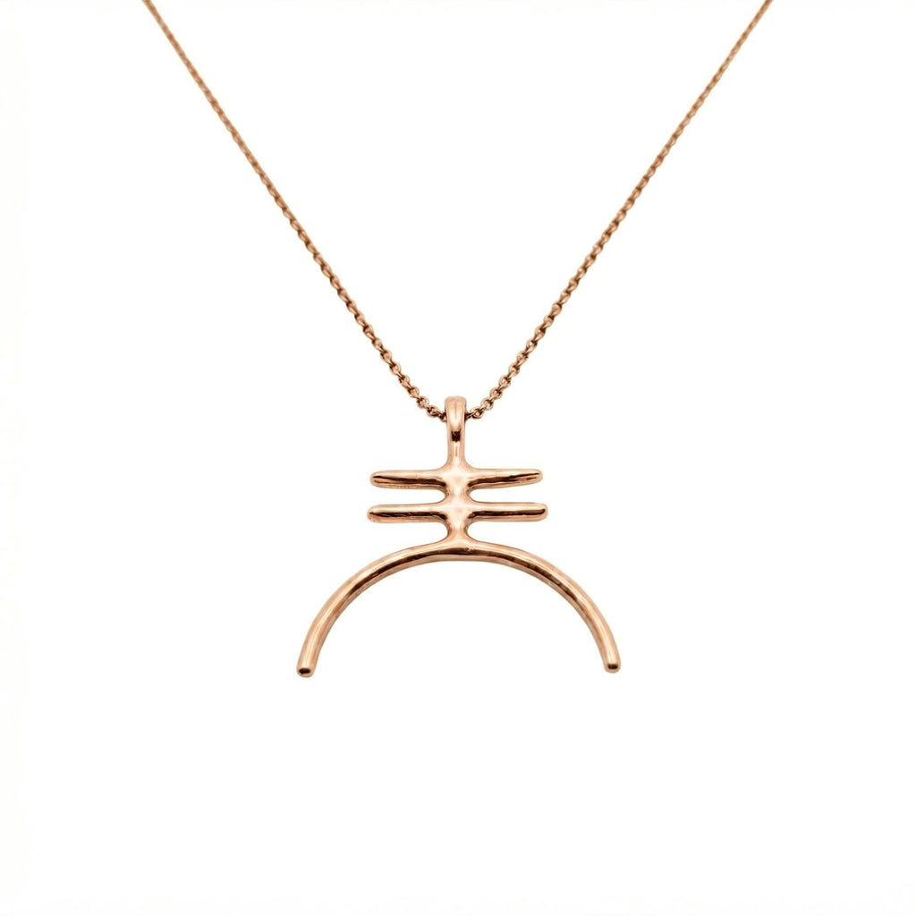 Amalgam Symbol Necklace | Gold Plated Fusion Pendant | Alchemical Unity Charm, close-up detail