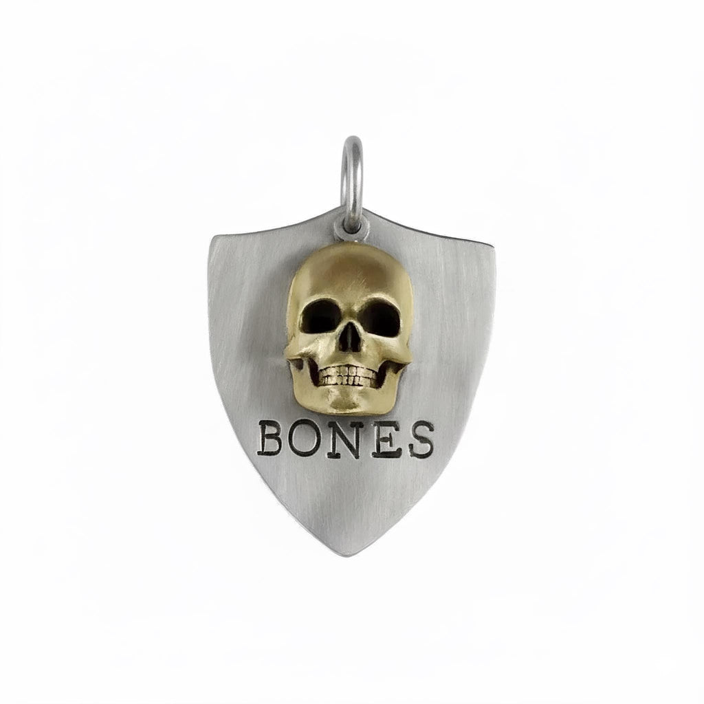 The Fearless Guardian Token | Artisan 3D Skull Pet ID & Custom Dog Tag, close-up detail