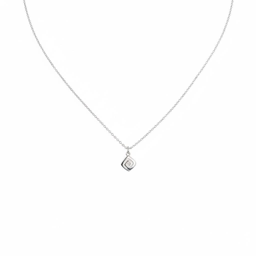 Spiral Necklace | Minimalist Small Sacred Geometry Pendant Sterling Silver | Cosmic Evolution Charm, in White Gold Plated finish