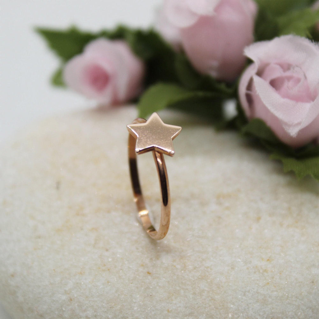 Sterling Silver Star Ring | Dainty Celestial Stacking Band | Wishing Star Talisman, additional detail