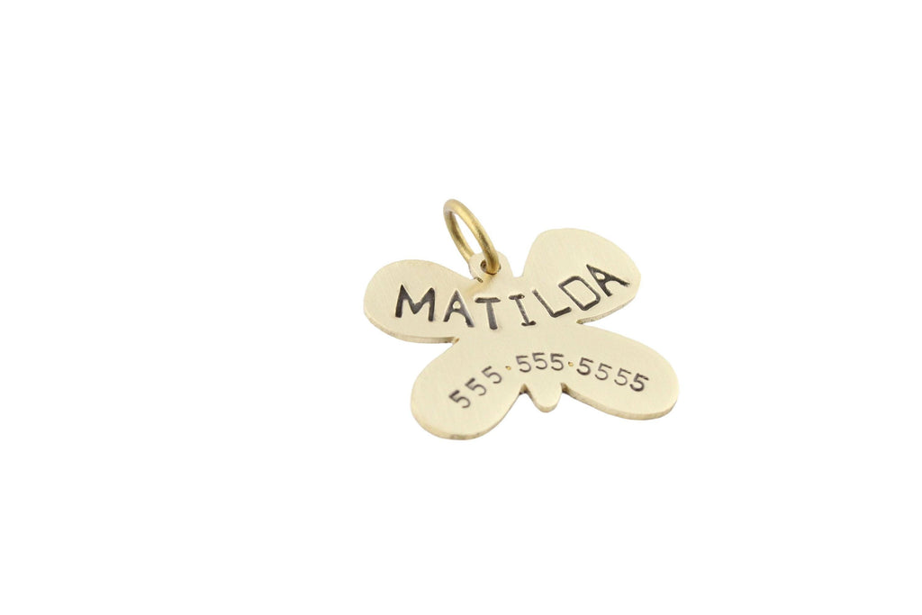 The Winged Grace Token | Artisan Butterfly Dog Tag & Custom Pet ID, front view