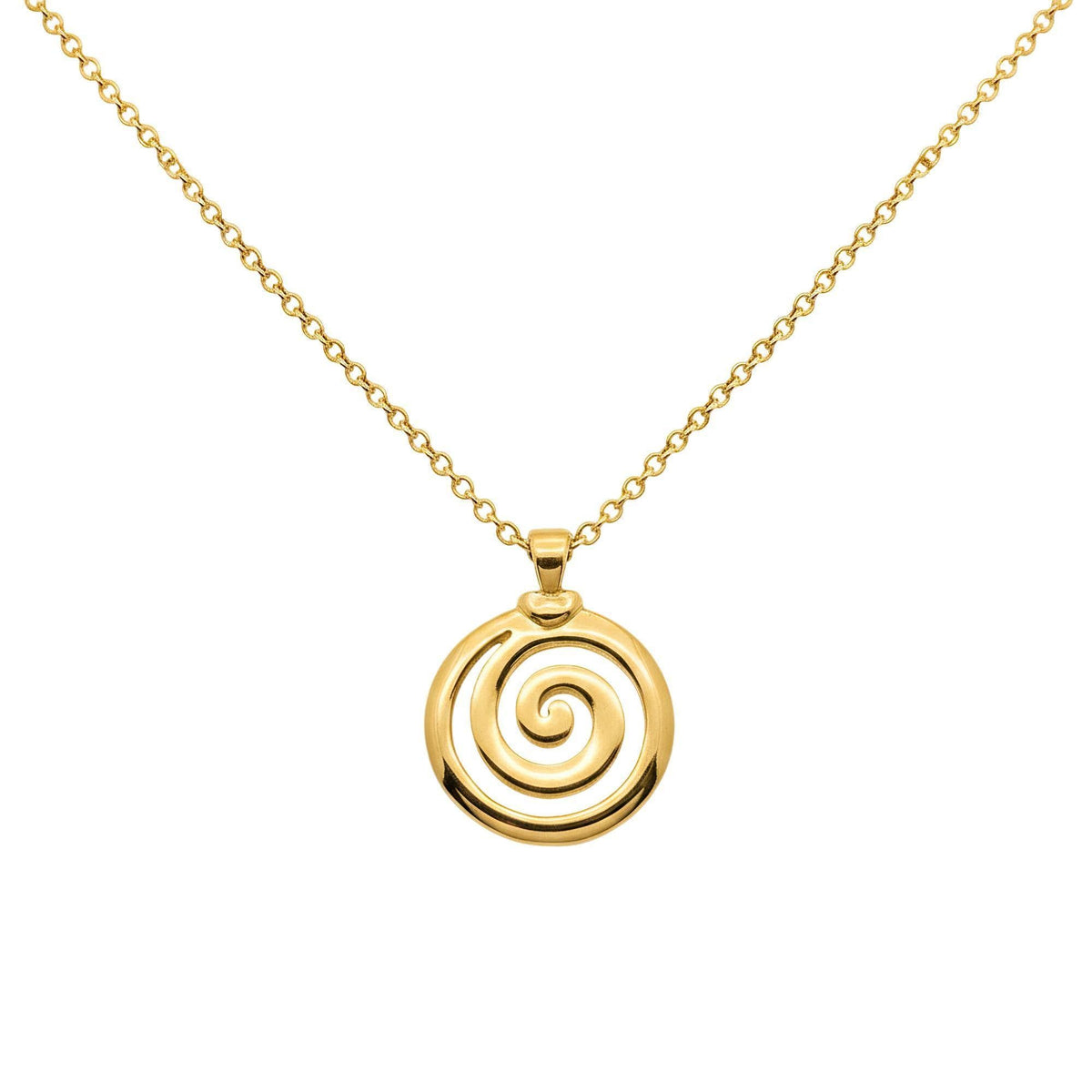 Spiral of Life Necklace | Celtic Growth Symbol Pendant | Gold Plated Transformation Talisman, close-up detail