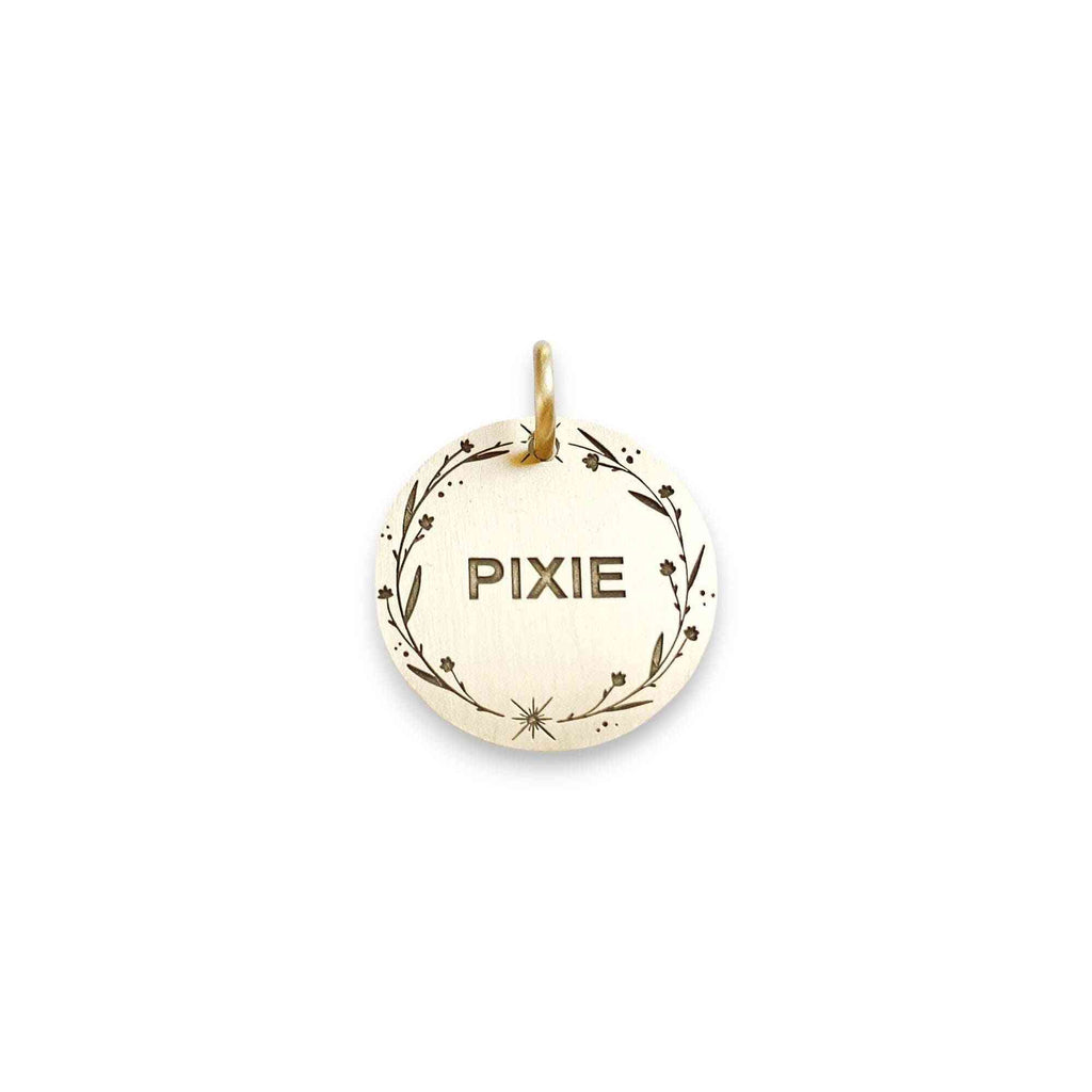 The Boho Wildflower Token | Artisan Floral Pet ID & Custom Engraved Dog Tag, front view