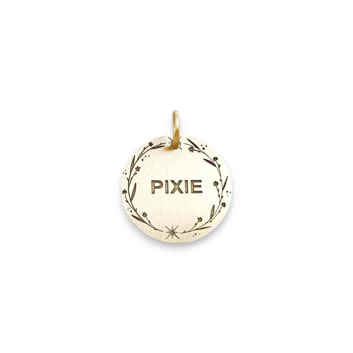 The Boho Wildflower Token | Artisan Floral Pet ID & Custom Engraved Dog Tag, front view