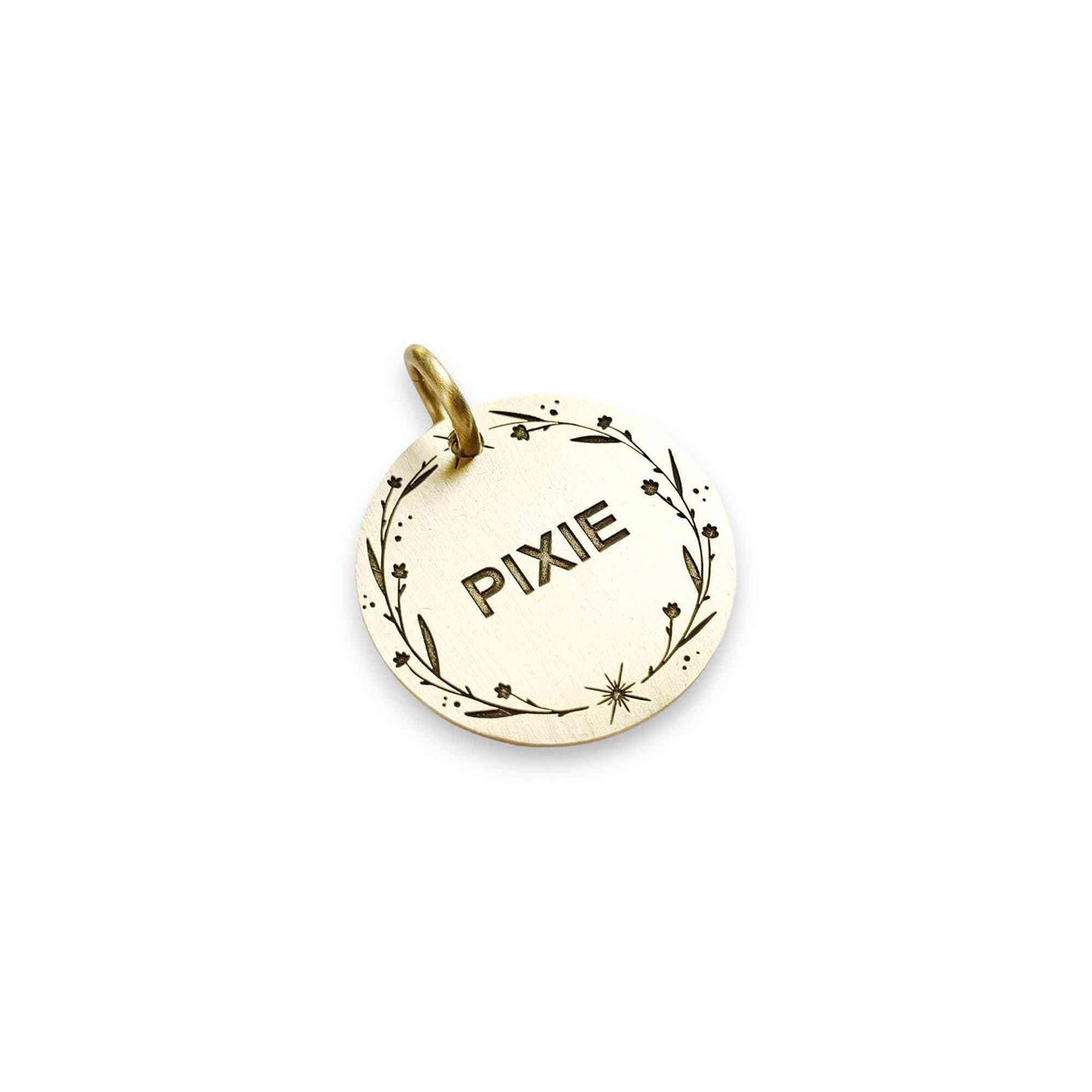 The Boho Wildflower Token | Artisan Floral Pet ID & Custom Engraved Dog Tag, styled view