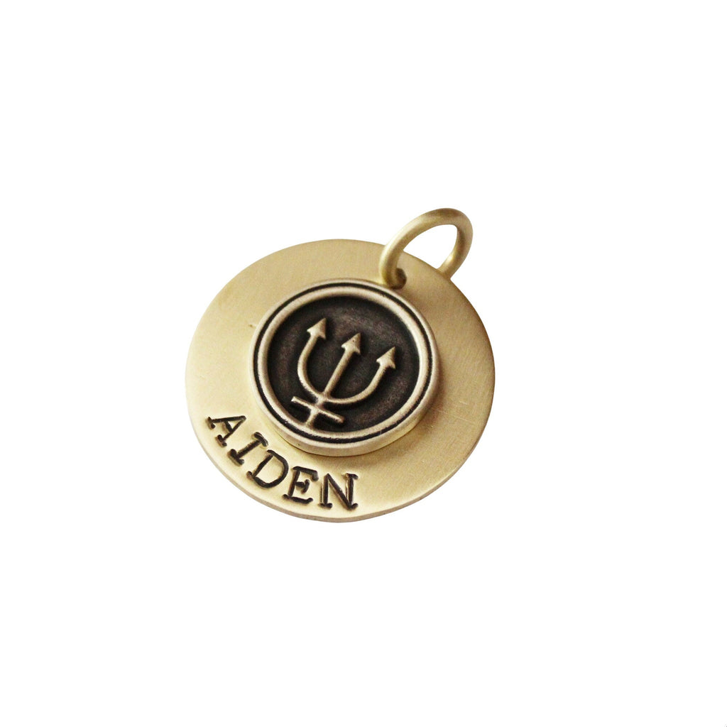 The Sovereign Trident Token | Artisan Maritime Pet ID & Custom Engraved Dog Tag, styled view