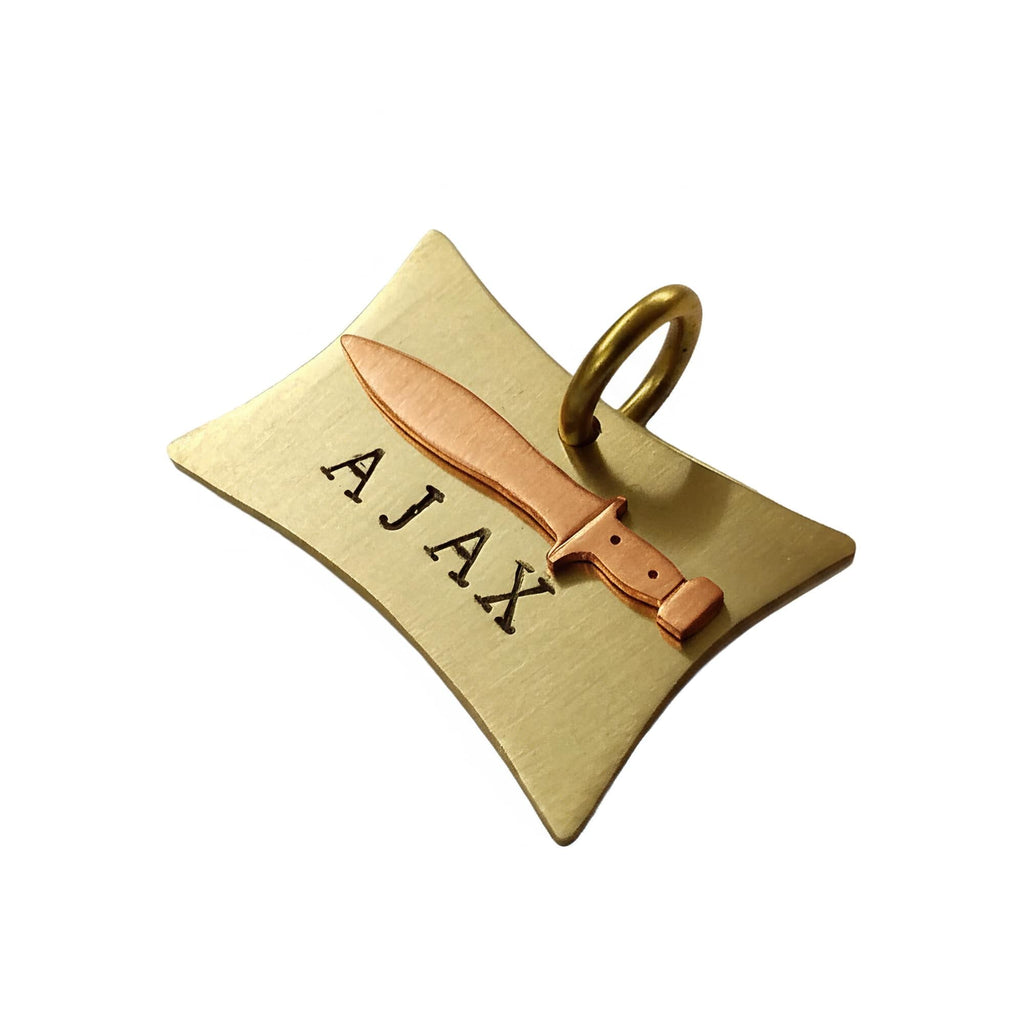 The Noble Blade Token | Artisan Sword Pet ID & Custom Warrior Dog Tag, in Copper finish