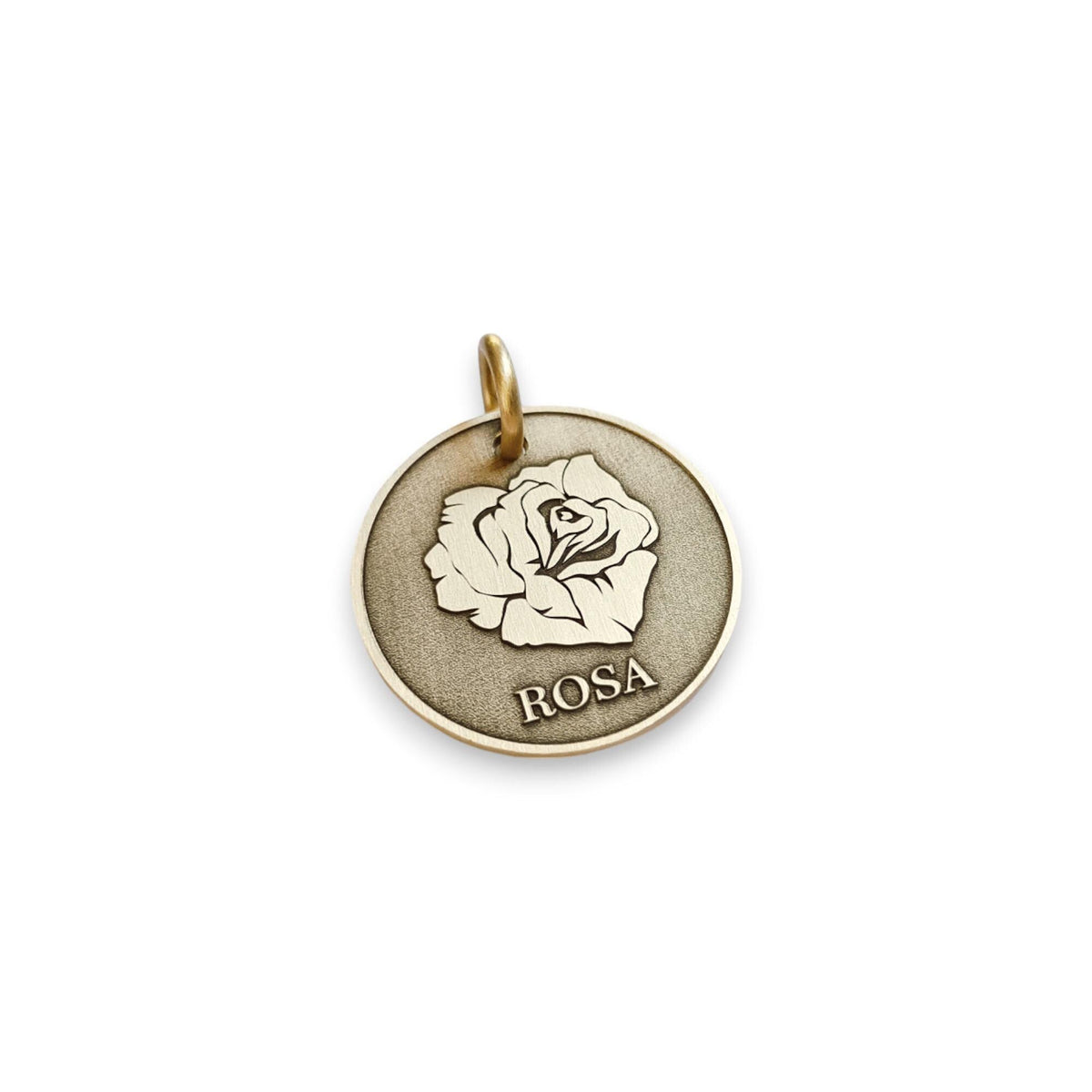 The Romantic Bloom Token | Artisan Rose Pet ID & Custom Engraved Dog Tag, front view