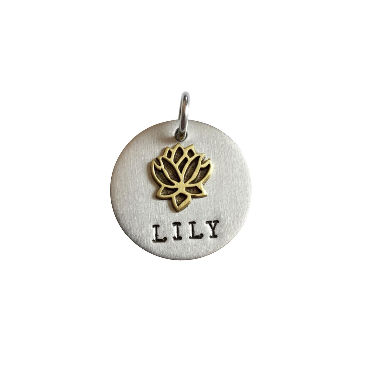 The Sacred Bloom Token | Artisan Lotus Dog Tag & Custom Pet ID, close-up detail