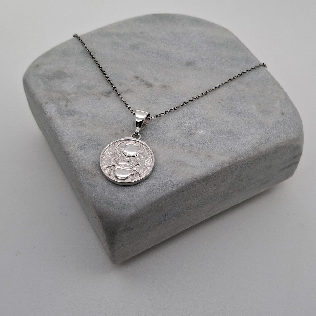 Scarab Medallion Necklace | Egyptian Rebirth Talisman, front view