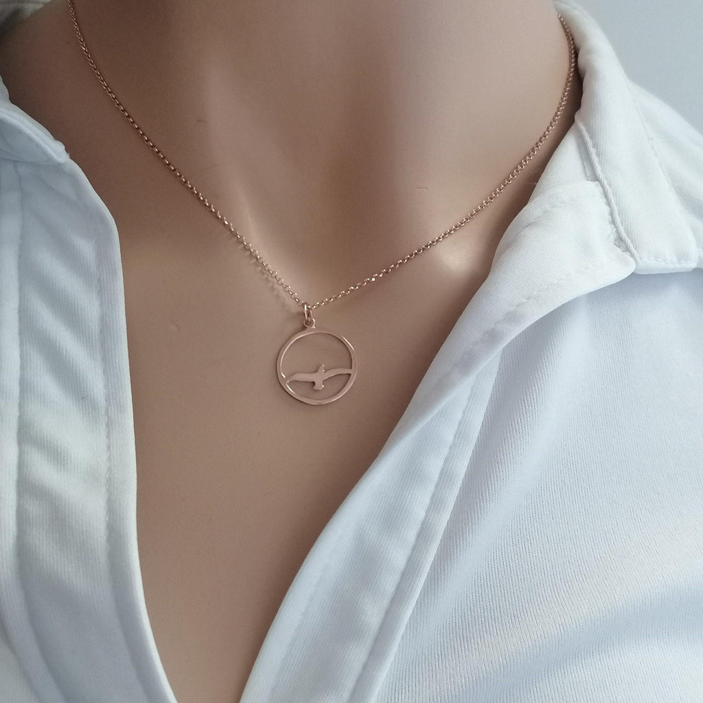 Seagull Pendant Necklace | Bird Charm, additional detail