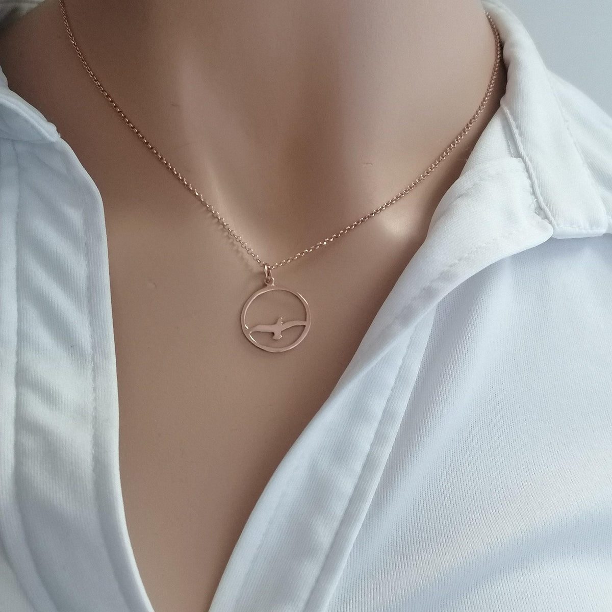 Seagull Pendant Necklace | Bird Charm, additional detail