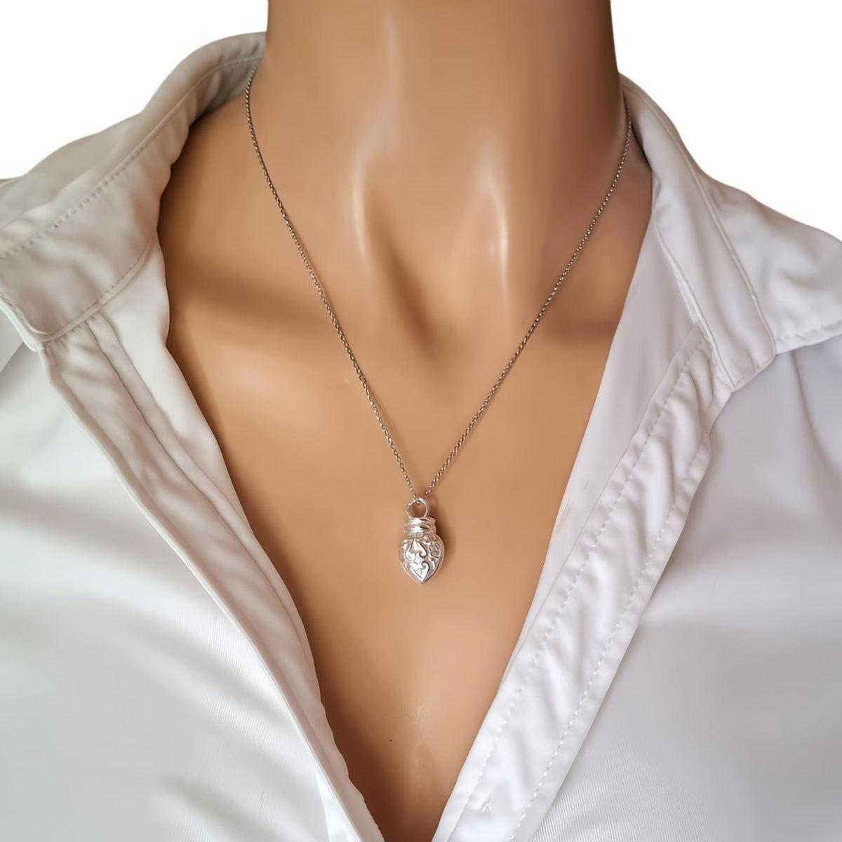 Heart Pendulum Necklace | Sterling Silver Gold Plated Dowsing Pendant | Intuition & Divination Talisman, styled view