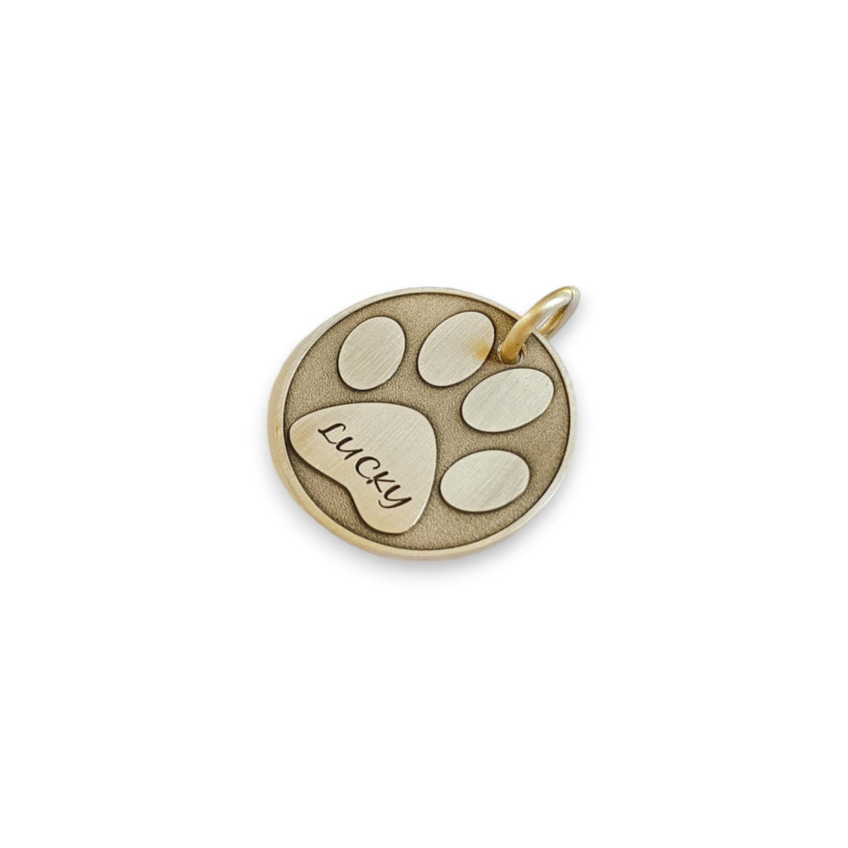 The Imprint Token | Artisan Paw Print Pet ID & Custom Engraved Dog Tag, styled view