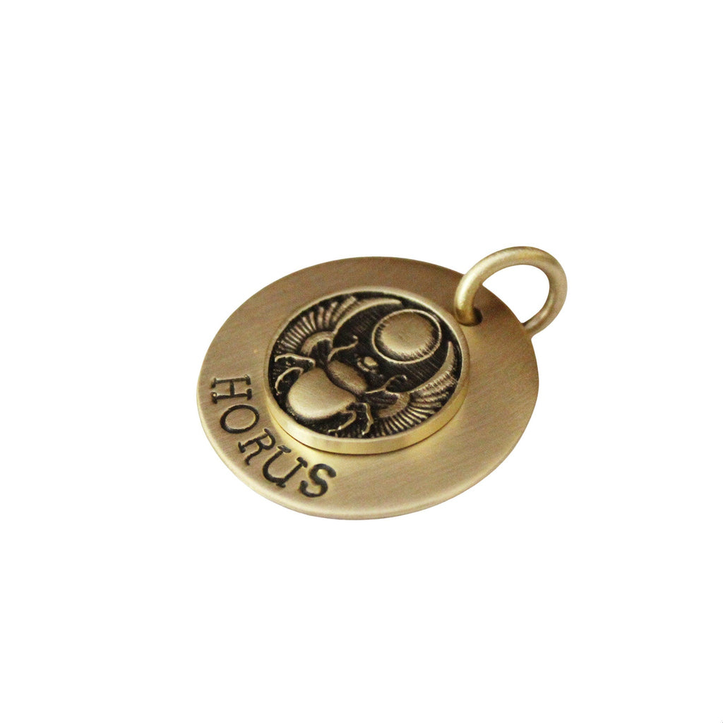 The Sacred Scarab Token | Artisan Egyptian Pet ID & Custom Engraved Amulet, styled view