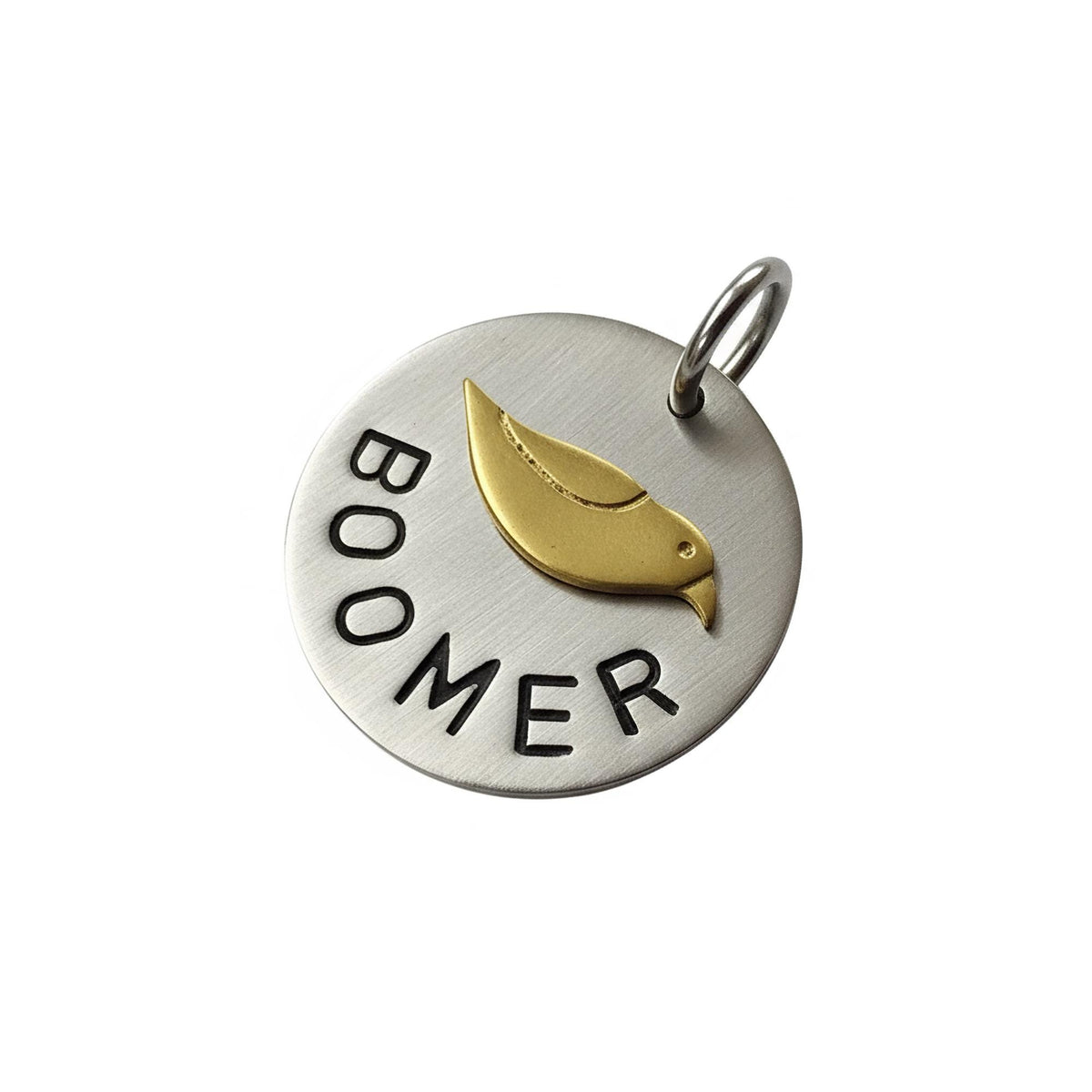 The Avian Token | Artisan Bird Dog Tag & Custom Pet ID, close-up detail