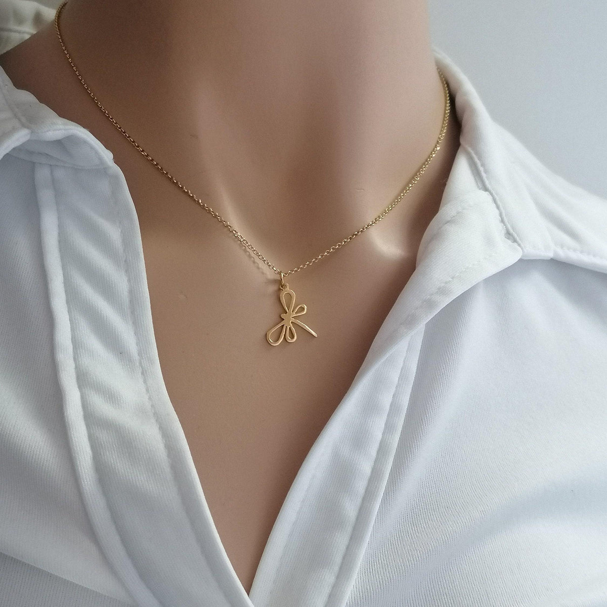 Dragonfly Charm Necklace | Symbol of Transformation, alternate angle